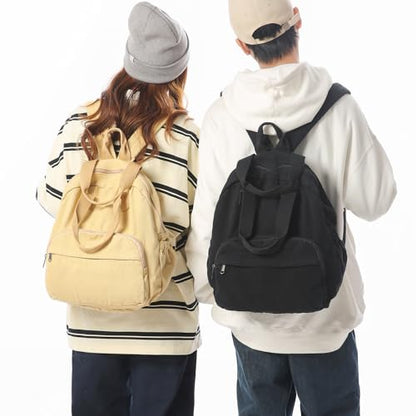 MaxxCloud Unisex Casual Canvas Laptop Backpack,Lightweight Work Daypack Travel Bag,Men Women Top Handle Rucksack - color: Black