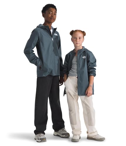 THE NORTH FACE Kids' Zipline Rain Jacket | Breathable Waterproof Rain Coat, Elastic Cuffs, Zip Pockets, Water Repellent - color: Granite Grey, size: Medium