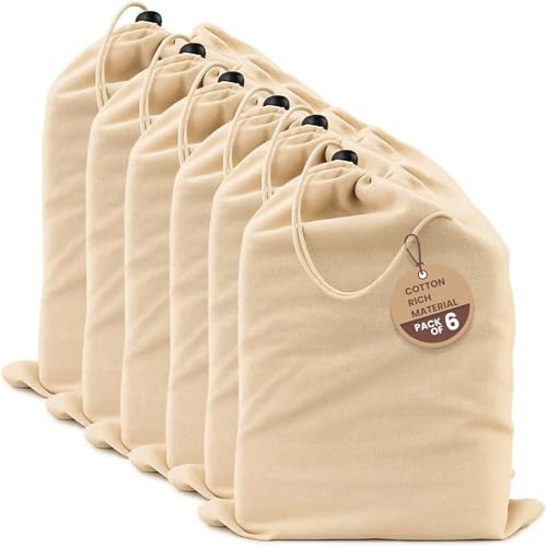 LFH Cotton Rich Shoe Storage Bags with Drawstring, Dustproof Breathable Reusable Organizer, Perfect For Travel, Dorm, Hotel, College, Gym, Easy to Carry, Machine Washable 12"x17" (Pack of 6) - Natural - color: Natural, size: 12"x17" (Pack of 6)