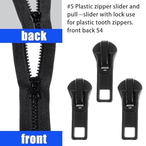 41 Pcs Zipper Repair Kit Black Separating Jacket Zippers Universal Replacement Slider Kit Metal Zippers Retainer Box Top Stop Bottom Replacement Zipper Fix Repair Tool for Jacket Coat Boot Backpack