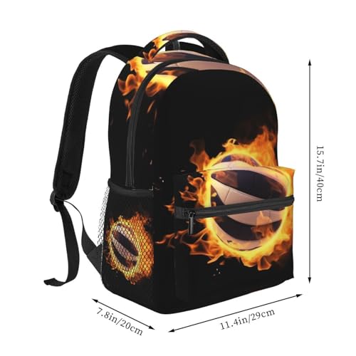 Burning volleyball pictures Travel Backpack for Men & Women 15.6 inch Laptop Backpack Waterproof Work Back Pack - color: Burning Volleyball Pictures