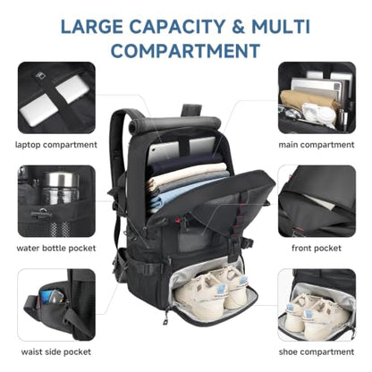 SWICKY Carry-on Travel Backpack for Men, Airline Approved Convertible Duffle Backpack with Shoe Compartment & USB Charging Port, Water Resistant 17.3 Inch Laptop Backpack for Travel Gym Camping - color: 82522(black-fits 17.3 Inch Laptop)