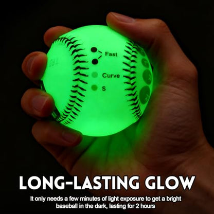 RoundFunny Training Baseball with Finger Placement Markers Baseball Training Equipment for Teenagers Beginners to Learn Multiple Grips - style: Glow in the Dark