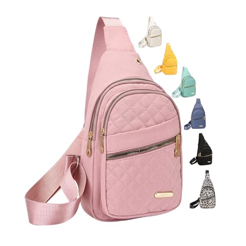 Crossbody Small Sling Backpack Sling Bag for Women Men, Chest Bag Daypack Crossbody for Travel Sport Running Hiking (Pink) - color: Pink