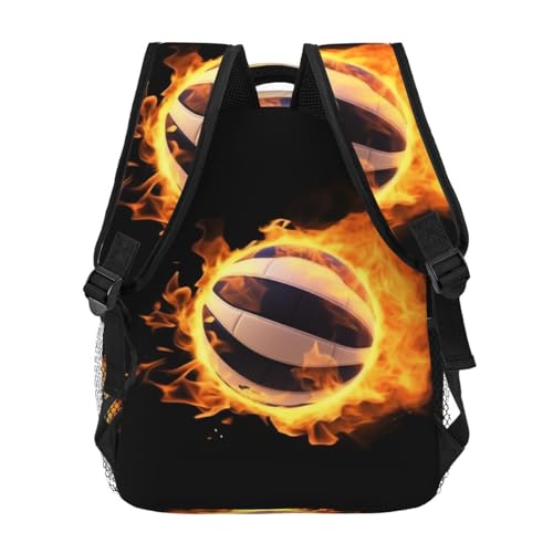 Burning volleyball pictures Travel Backpack for Men & Women 15.6 inch Laptop Backpack Waterproof Work Back Pack - color: Burning Volleyball Pictures