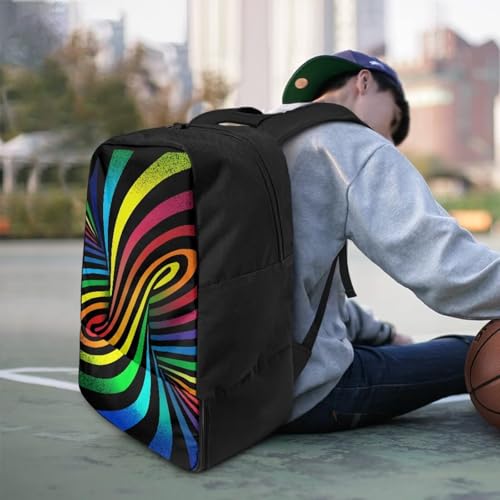 18.5in Basketball Backpack Basketball Bag with Shoe Compartment & Ball Holder, Waterproof Bag for Soccer Volleyball - color: Colorful Stripe Swirl Print