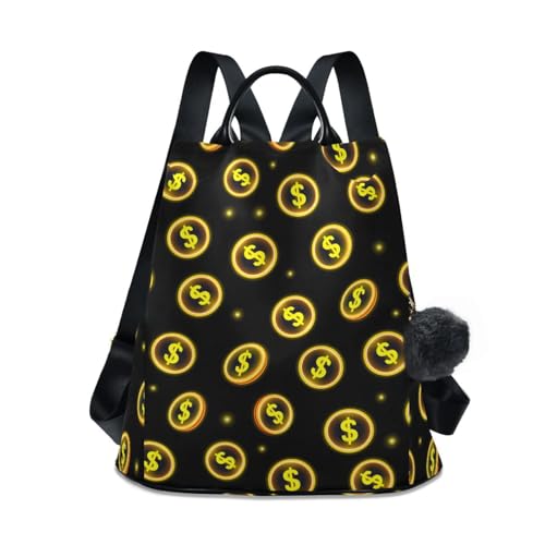 Women Backpack Purse Neon Yellow Coin with Dollar Backpack for Women Anti-theft Shoulder Bag Carry On Backpack Lightweight Rucksack Fashion Travel Ladies Bags - color: Dollar I8827