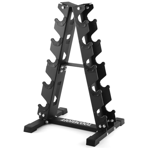 LIONSCOOL 5/6 Tier A-Frame Dumbbell Rack Stand Only, Heavy Duty Steel Weight Rack for Home Gym, Space-Saving Dumbbell Stand (200/300/600LBS Capacity) - size: 5 Tier 5-35LB