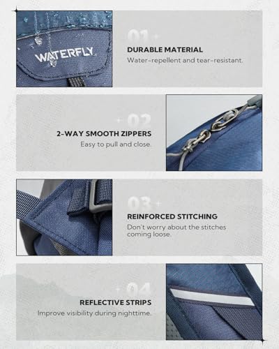 WATERFLY 20L Small Hiking Backpack for Women Men, Lightweight Breathable Back Panel, Chest Strap with Whistle, Fits 2L Water Bladder, Multi-Pocket Bag for Hiking Camping Travel Trekking Outdoor - color: Blue