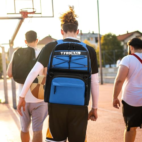 Basketball Bag Backpack with Ball Holder and Shoes Compartment - color: Blue