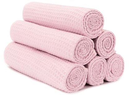 S&T INC. Microfiber Gym Towels, Yoga Towel for Home and Gym Bag, 16 Inch x 27 Inch, 6 Pack - color: Pink
