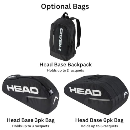 Head Ti. Conquest Tennis Racquet Bundled with a Black Base Tennis Bag or Backpack – Optional Accessories