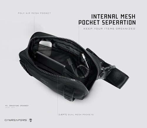 Gymreapers Travel Small Crossbody Bags for Men & Women with Hidden Pocket - Waterproof Crosssbody Fanny Pack for Men with Adjustable Shoulder Sling Belt for Traveling, Running & Hiking (Onyx) - color: Onyx