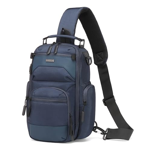 Sling Bag for Men, Travel Crossbody Bag for Men, Small Sling Backpack Shoulder Bag, High-Density Oxford Chest Pack for Hiking - color: Blue