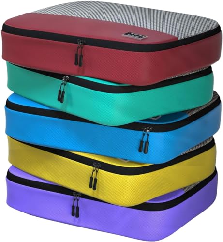 Large Packing Cubes for Travel - 5pc Packing Cubes for Suitcases - Lightweight Luggage Organizer Bags (Non-Compression) - color: Multicolor, size: Large