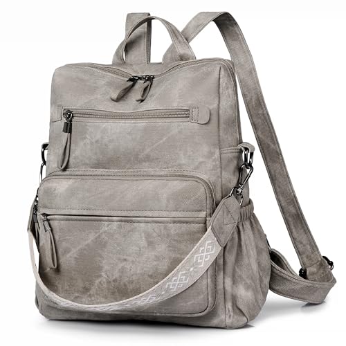 Dora & Liz Backpack Purse for Women, Pu Leather Designer Travel Backpack, Fashion Work Ladies Shoulder Bag Handbag - color: Grey