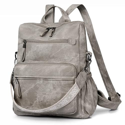 Dora & Liz Backpack Purse for Women, Pu Leather Designer Travel Backpack, Fashion Work Ladies Shoulder Bag Handbag - color: Grey