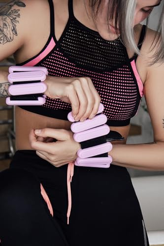 STONESAM Adjustable Wrist & Ankle Weight-Set of 2 (1lb), Wearable Wrist Bracelets for Yoga, Dance, Barre, Pilates, Exercises, Cardio, Aerobics, Walking - color: Pink