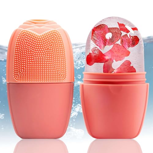XHJRI Ice Face Roller Massager,Ice Cube Roller for Face, Eyes and Neck Naturally Conditioning and Skin Care,De-Puff Eye Bags,Reduce Migraine Pain,Reusable Massage Silicone Ice Mold (New Pink) - color: New Pink