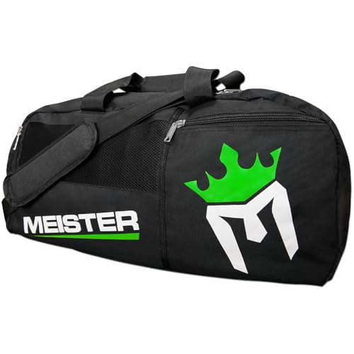 Meister Vented Convertible Duffel/Backpack Gym Bag - Ideal Carry-On | Built for athletes with dual mesh ventilation and ultra-durable construction for training, travel and everyday use - color: Black w/ Electric Green
