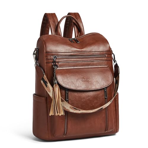 Shrrie Laptop Backpack for Women 15.6 inch,Travel Leather Backpack Purse Nurse Teacher Carry on Backpack Computer Bag,Professional Water-Resistant College Business Work Casual Daypack,Chocolate Brown - color: Brown01