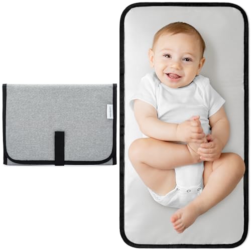 Comfy Cubs Baby Changing Pad Compact Size - Waterproof Diaper Changing Mat with Cushioned Pillow - Soft & Lightweight, Foldable Design for Travel - Stylish Design for Boys and Girls - Solid Grey - color: Solid Grey, size: Compact