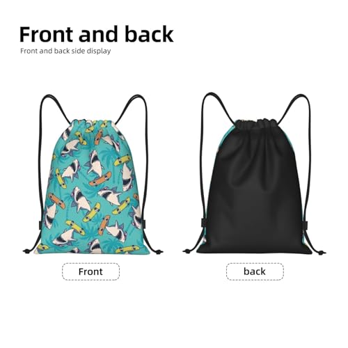 Gianlaima Surf Whale Shark Ocean Nautical Skateboard Palm Drawstring Bags Backpack Bag Sport Gym Sack String Bag Yoga Dance Travel Bag For Men Women - color: Black29