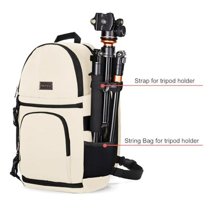 MOSISO Camera Sling Bag, DSLR/SLR/Mirrorless Camera Case Shockproof Photography Camera Backpack with Tripod Holder & Removable Modular Inserts Compatible with Canon/Nikon/Sony/Fuji, Beige - color: Beige