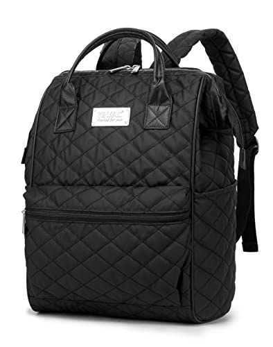 Kinmac Wide Open Style Laptop Backpack Travel Outdoor Backpack For Laptop Up to 15.6 Inch (Black Embroidery) - color: Black Embroidery（open Wide）