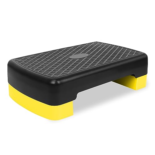 Height-Adjustable 4''-6'' Step Aerobics Platform Fitness Equipment Stepper Trainer Exercise Step Platform with 2 Riser