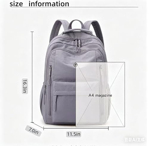 Casual Canvas Backpack, Multi-Pocket Design with Front Zipper Compartment (Grey purple) - color: Grey Purple