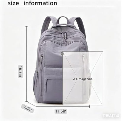 Casual Canvas Backpack, Multi-Pocket Design with Front Zipper Compartment (Grey purple) - color: Grey Purple