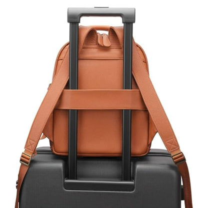 Small Camera Backpack, Classic PU Leather with 11 Inch Pad/Tablet Compartment, Professional Camera Bag for Photographers for DSLR, 10L Brown
