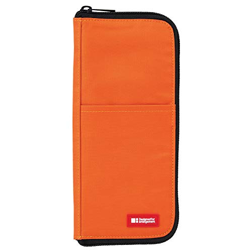LIHIT LAB Slim Pen/Pencil Pouch, 0.7 × 3.9 × 8.5 Inches, Orange (A7652-4) - color: Orange, size: 0.7 × 3.9 × 8.5 Inches
