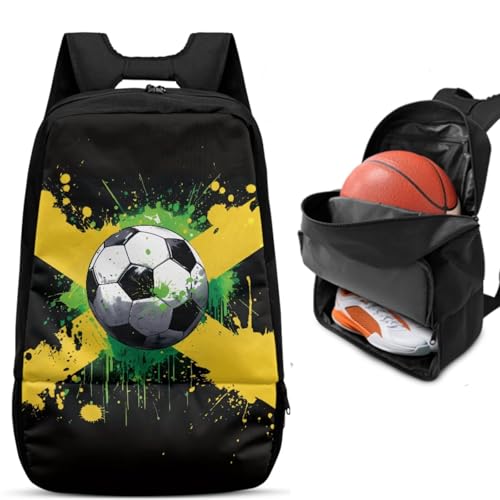 Basketball Backpack With Separate Ball Compartment And Shoes Fit Basketball Volleyball Football - color: Jamaican Football