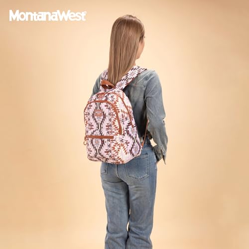 Montana West Backpack Purse for Women Western Aztec Backpack Purse Lightweight Casual Daypack for Travel - color: C-light Brown