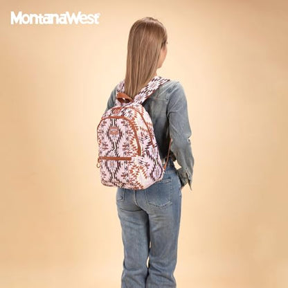 Montana West Backpack Purse for Women Western Aztec Backpack Purse Lightweight Casual Daypack for Travel - color: C-light Brown