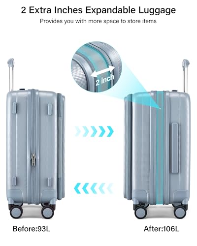 Hanke 26 Inch Expandable Luggage Top Opening Checked Bag Luggage Hard Shell Suitcases with Wheels Lightweight Travel Luggage Heavy Duty Luggage Suitcase with Lock for Woman Men-Grey - color: Grey, size: 26 Inch Expandable