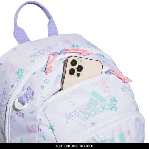 adidas Young BTS Creator 2 Backpack DISCONTINUED - color: Icon Brand Love White/Flash Aqua Blue/Light Purple