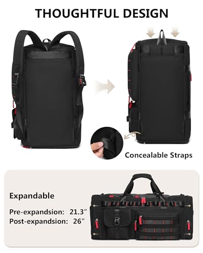 MCBD Gym Bags for Men & Women, 45L Travel Duffle Sports Backpack with Shoes & Laptop Compartment, Large Workout Carry On Bag Weekender Overnight Tote, Black - color: Black