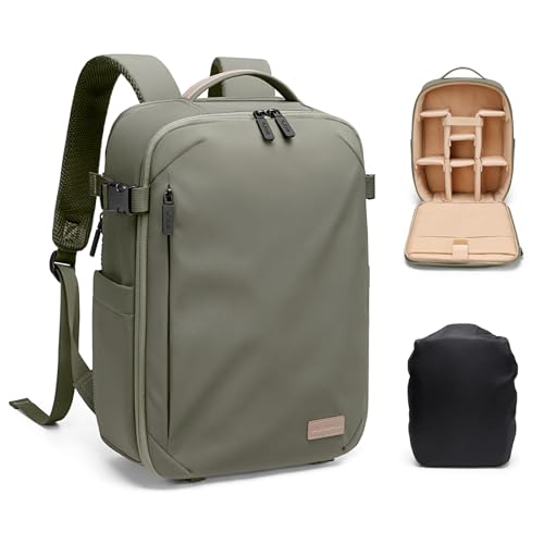 Camera Backpack for Photographers, DSLR/SLR Mirrorless Camera Bag with 14 Inch Laptop Compartment & Tripod Holder, Waterproof Rain Cover Photography Travel Daypack for Sony Canon Nikon Drone (Green) - color: Jungle Green