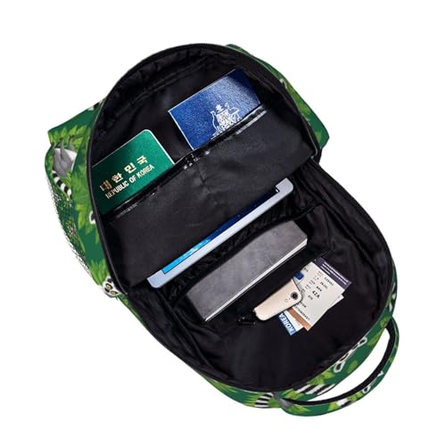 Casual Backpack Lemurs Monkey Tropical Green Leaves Floral, Lightweight Hiking Daypack with Water Bottle Holder for Travel - color: Pattern (229)