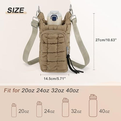 Water Bottle Carrier Bag, Convenient and Durable, Crossbody Water Bottle Holder for Hiking, Cycling - color: Khaki