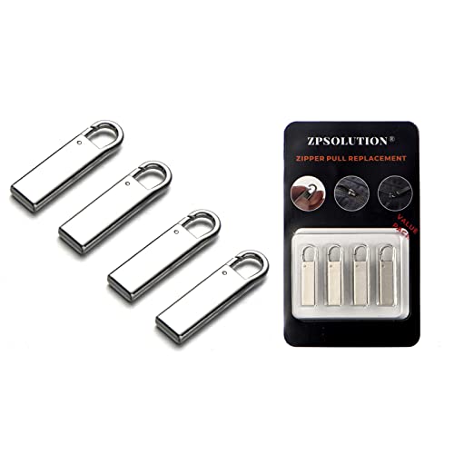Zpsolution Zipper Handle Pull Replacement - Metal Zipper Tab Repair Easy Use for Broken and Missing Pulls on Luggage, Suitcase - color: Sliver