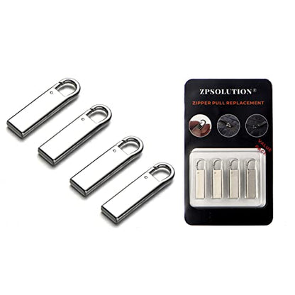 Zpsolution Zipper Handle Pull Replacement - Metal Zipper Tab Repair Easy Use for Broken and Missing Pulls on Luggage, Suitcase - color: Sliver
