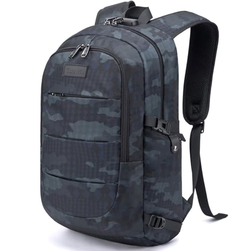 Tzowla Travel Laptop Backpack Water Resistant Anti-Theft Bag with Giant Tumbler Holder Pocket and Lock 15.6 Inch Computer Business Backpacks for Women Men Work College Gift,Casual Daypack(BlueCamo) - color: A-bluecamo, size: Standard 15.6inch