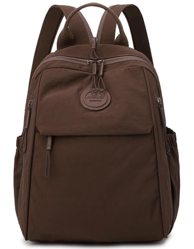 Mini Backpack for Women Nylon Small Backpack Purse Crossbody Sling Bag Convertible Backpack Casual Shopping Daypack (Reddish Brown) - color: Reddish Brown