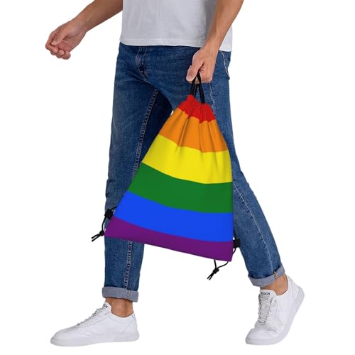 Gay Pride Rainbow Drawstring Bag Sport Gym Backpack Beach Travel Sack Draw String Yoga Bag For Men Women - color: Gay Pride Rainbow