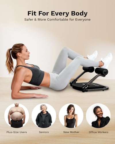 AIRHOP Ab Machine for Home, Ab Exercise Equipment for Core Training, Foldable Ab Crunch Machine with 4 Adjustable Resistance, Sit Up Exercise Equipment 330 LBS Capacity for Beginners & Pros