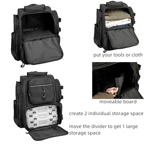 WANOON Fishing Backpack,Tackle Bag,with Tackle Boxes. Large Fishing Bag, Strong Materials | Waterproof Fishing Bag,adjustable divider, hideable shoulder straps, SBS anti-rust zippers, for kayak bank fishing - color: Black, size: 42L-With Tackle Boxes